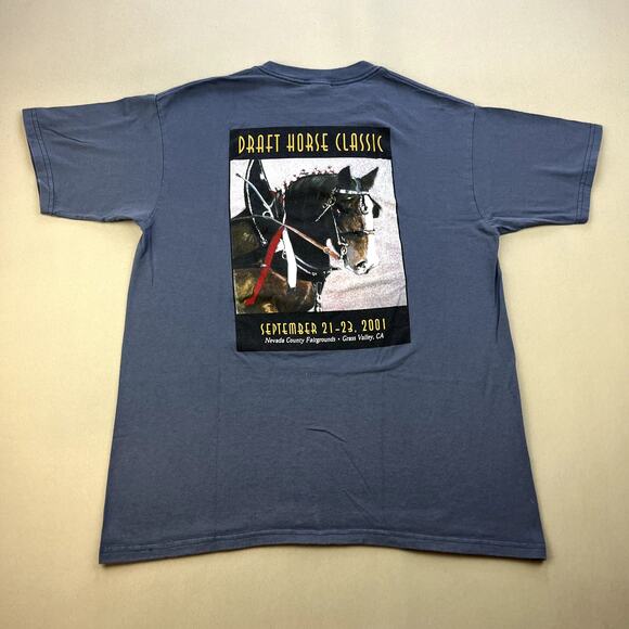 Vintage Draft Horse Classic T-Shirt Adult Medium Navy Blue Racing Derby Nevada - Picture 1 of 10